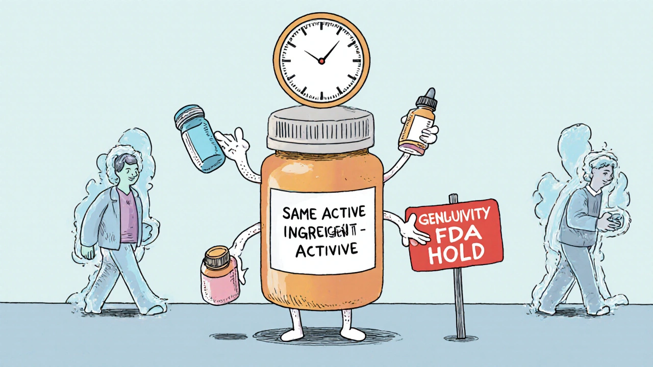 One pill bottle with multiple dosage forms protected by a six-month exclusivity clock.