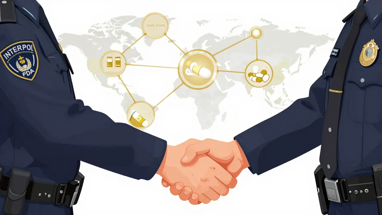 A pharmacist and a law enforcement officer collaborating to secure the drug supply chain