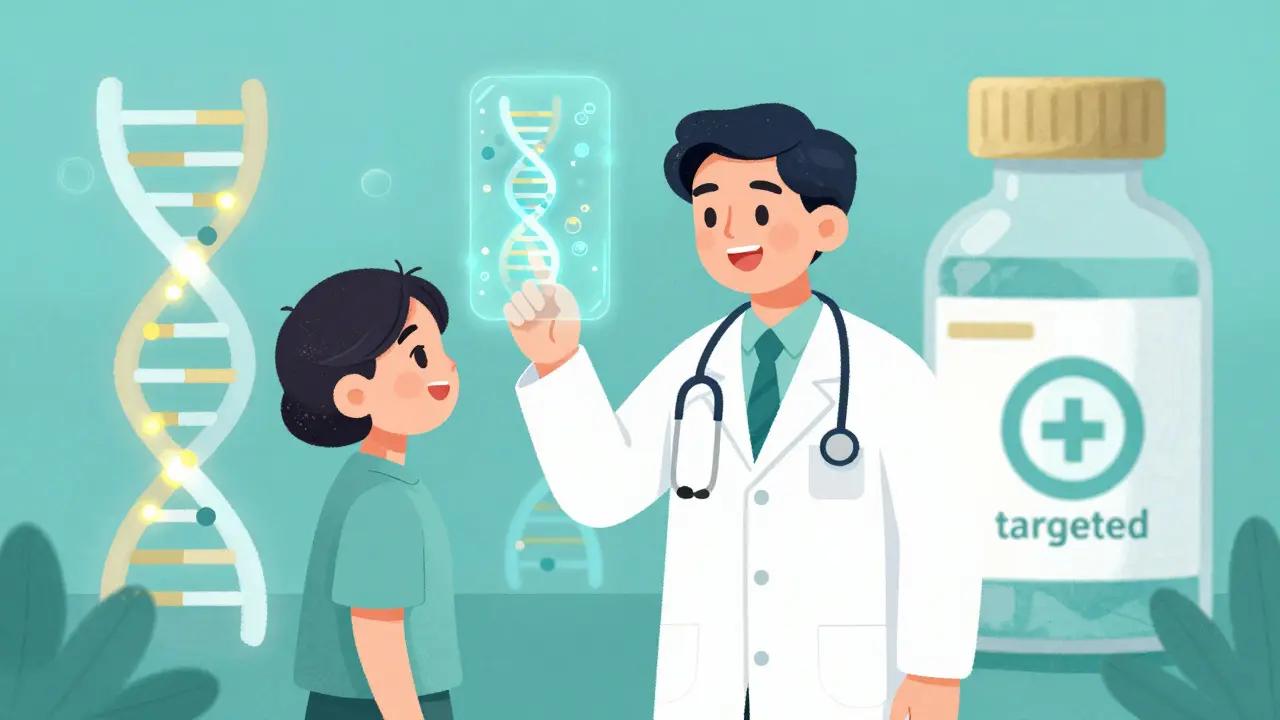 Doctor and patient reviewing genetic profiling for personalized liver treatment.