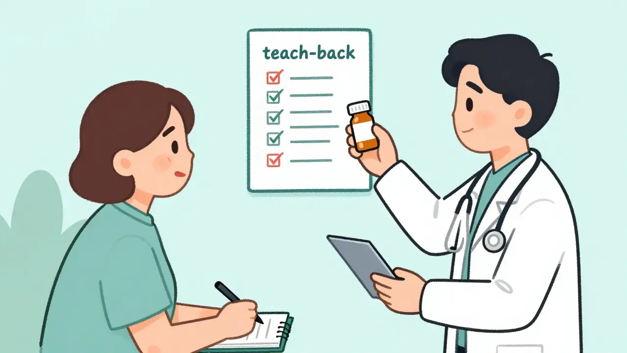 Provider explaining medication plan to patient