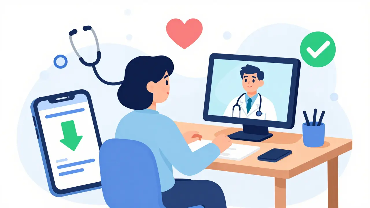 Telehealth video call and discount coupons for medication