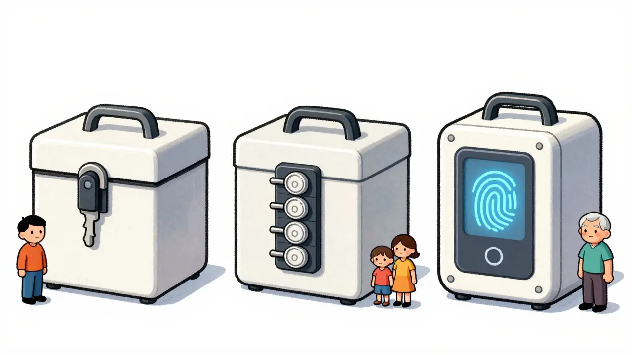 Comparison of key, combo, and biometric medication lockboxes