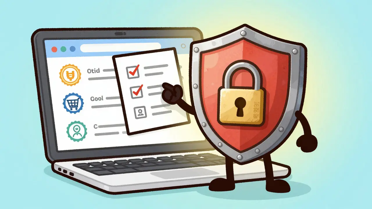 Shield character protecting secure online pharmacy purchase process