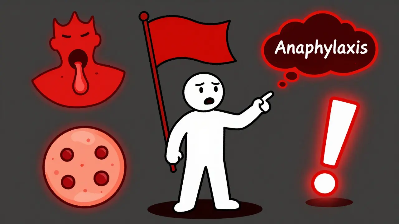 Illustration of red flags showing severe medication side effects